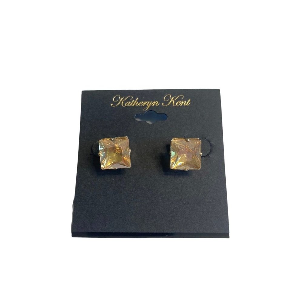Katheryn Kent Gold tone yellow square crystal earrings